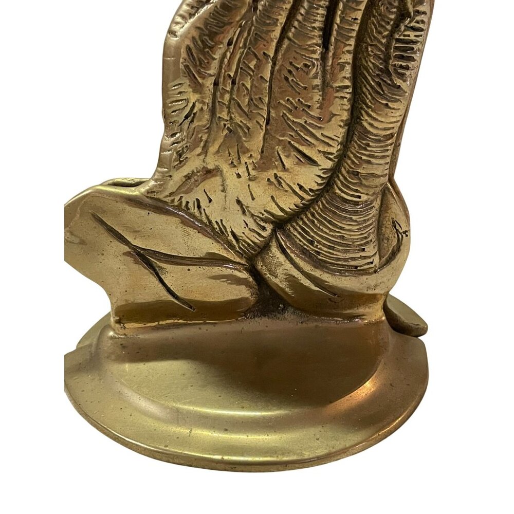 Vintage Brass Praying Hands Book Ends Used MCM - Picture 3 of 16
